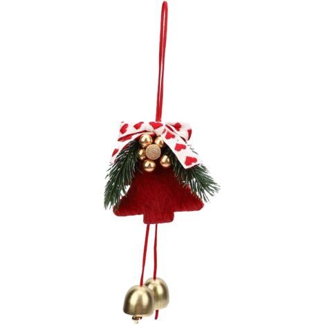 QORVA-Couronne de noël avec pendentif cloche, ornement d'arbre suspendu, Mini décoration pour bricolage de fenêtre, cœur intérieur et extérieur