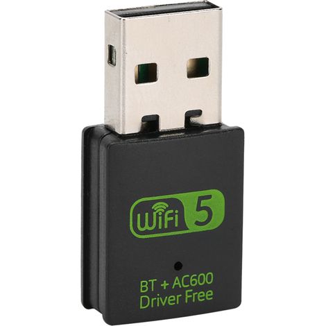 Clé USB Wi-Fi Bluetooth 4.2 600 Mo, carte réseau, récepteur sans fil, adaptateur d'antenne LAN 2 en 1, pilote gratuit RTL8821CU (1/5)