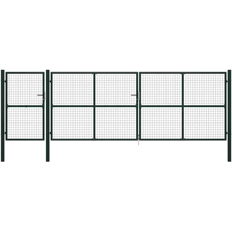vidaXL Portail de jardin en acier vert 500 x 150 cm (1/5)