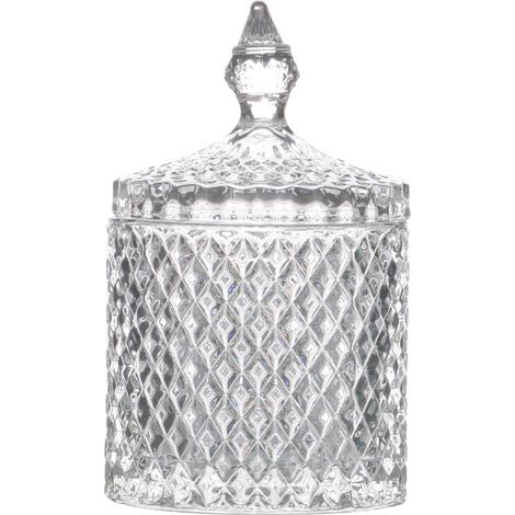 Boîte Rangement Ronde Salle de Bain Verre - 10.5x17.5cm (1/2)