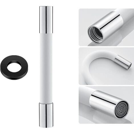 Rallonge de Robinet de 20 cm,  Flexible Tube de Robinet de Cuisine, Pivotant à 360°Aérateur Rallonge Réglable Robinet(Blanc) (1/4)