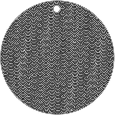 Dessous de plat en silicone pour plan de travail, résistant à la chaleur, coloris gris, dimensions : 18 x 18 cm.-Round