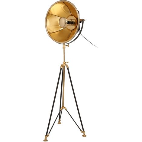 Lampada da terra a treppiede Bowie in acciaio nero e oro (1/4)