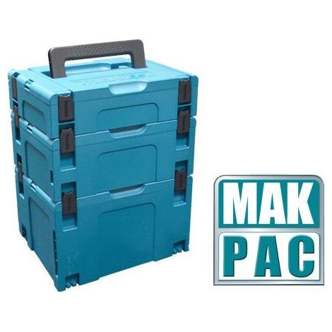 Makita MAKPAC Stack 3 Piece Connector Stackable Tool Case Type 1 2 and 3 (1/3)