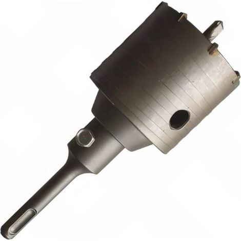 Kit Trepan Carbure D.65 x Ht. 60 mm x Z8 + Foret Centrage + Mandrin SDS+ - Scie Cloche Professionnel Béton, Brique - Diamwood