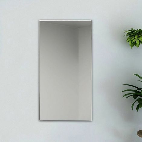 Plain Frameless Wall Mirror Large Full Length with Wall Hanging Fixings Bathroom -1200X600 (1/6)