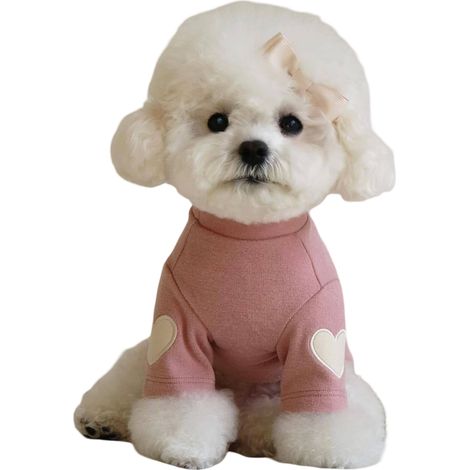 1 T-shirt pour chien, polyester, rose, taille S/M, motif cœur, usage sportif ou quotidien (1/5)