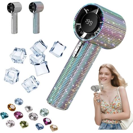 Mini Ventilateur à Main Bling Bling, Rechargeable avec Affichage Numérique-Multicolore (1/5)