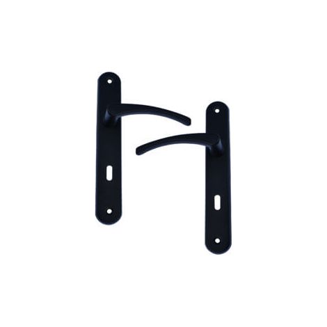Quincadeco – Poignée de porte coulissante Lisea noir – Aluminium époxy résistant – Pour porte avec clé – Entraxe 195mm