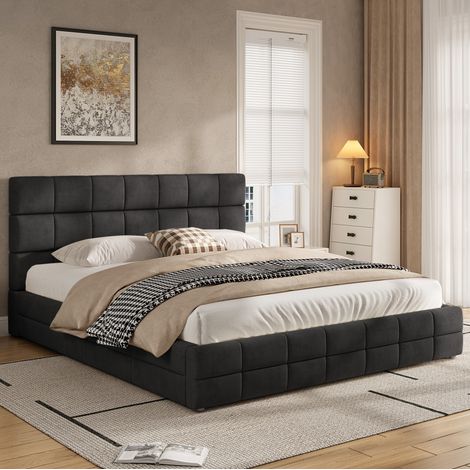 Polsterbett 180x200 mit Kopfteil Samt Bettgestell OKMYHOME (1/5)