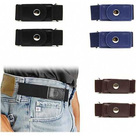 2 Ceintures extensibles sans boucle pour homme et femme, ajustables et flexibles, confort et style – Ceinture élastique couleur café (1/5)