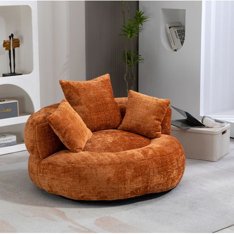 Orangefarbener Chenille-Lounge-Sessel, 108 x 108 x 52 cm, ohne Montage, HAVRYA (1/5)