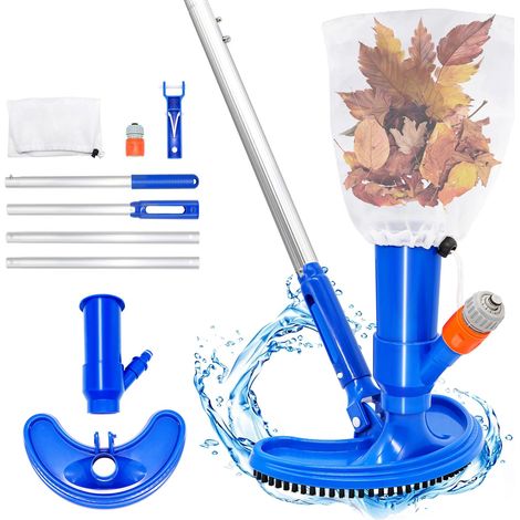 Aspiradora Piscina Portátil Con Mango Telescópico de Aluminio 160 cm, Limpiafondos Piscina Con Cepillo Curvo Ensanchado, Manual Aspiradora Para Piscinas, Jacuzzis y estanques (1/5)