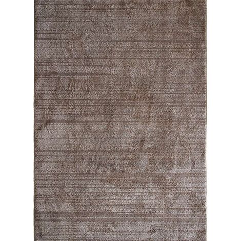 Tapis contemporain 160x240 cm en polyester marron – Poil court 10 mm – Texture en relief – Entretien facile – Thedecofactory