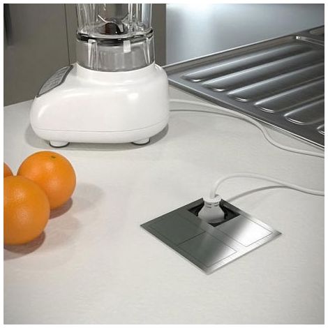 Borne encastrable versahit - Largeur : 117 mm - Longueur : 117 mm - Version : 1 prise secteur + 2 USB 5 V - ASA (1/5)
