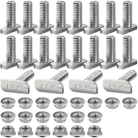 40 vis en T en acier inoxydable, vis à tête carrée, vis de fixation à tête hexagonale M8 avec bride pour serres et production d'énergie (1/5)