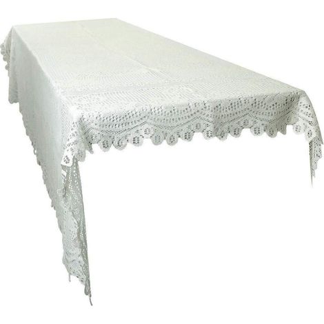 Spitzen-Tischdecke Rechteckig Beige 152x226 cm mit Blumenmuster