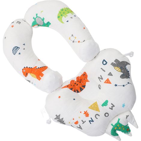 Oreiller de positionnement de la tête de bébé, confortable et portable, pour un sommeil réparateur et un soutien de la nuque, idéal pour les tout-petits et les nouveau-nés. Motif dinosaure. (1/5)