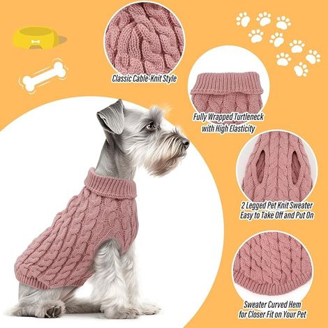 Dog Jumpers Knitted Turtleneck Dachshund Jumper Apparel Puppy Twist Striped Vest Dog Clothes for Dogs Cats (Rouge, L) (1/4)
