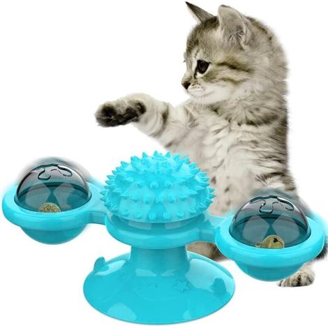 Cat Windmill, Cat Windmill, Whirling Toy, Fun Windmill for Cats, Interactive Cat Tease Toy, Scratching Tickle 15.877.4cm (Blue) MUMU (1/4)