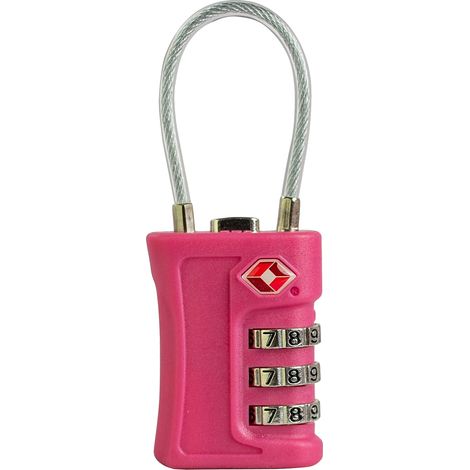 Lucchetti per bagagli, certificati TSA, realizzati in resistente lega di zinco, 4 pezzi - Rosso Rosa (1/2)
