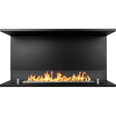 Camino a Bioetanolo da Incasso ad angolo 90x24,5x45 cm Trevi 90 Nero