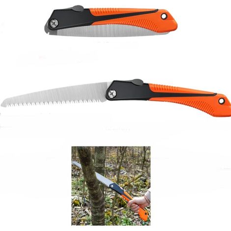 Scie à Elaguer, Scie Pliante à Main, Scie bois, Scie Pliante pour Emondage, Jardinage, Couper Bois, Tuyaux, PVC, Métal Non-ferreux, Usage de Camping (1/4)