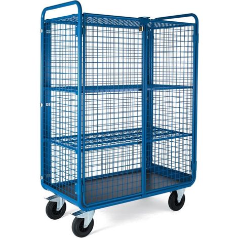 PROVOST - Chariot antivol Promax à 2 niveaux grillagés - Structure acier bleu RAL 5019 (1/5)