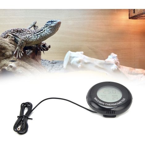 Thermomètre magnétique circulaire à ventouse avec écran LCD pour terrariums, aquariums et bassins à poissons, avec affichage numérique. (1/5)