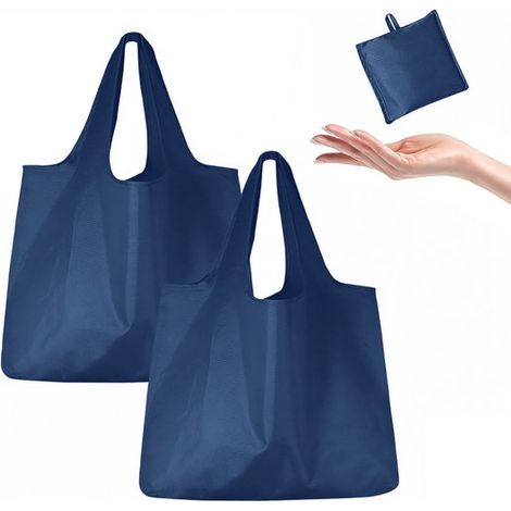 Bolsas de compra plegables de tela Oxford，2 unidades，531038 cm，12,512,5 cm plegadas，Bolsa de almacenamiento，Bolsa de la compra (1/5)
