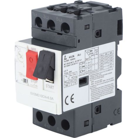 Disjoncteur moteur, protection contre les surcharges et les courts-circuits, montage sur rail de guidage 35 mm, interrupteur AC690 V GV2 ME14C 6 10 A (1/4)
