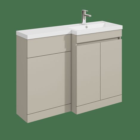 Balterley Tean 1100mm Floor Standing Compact Unit with Right Hand Polymarble Basin - Pebble Grey