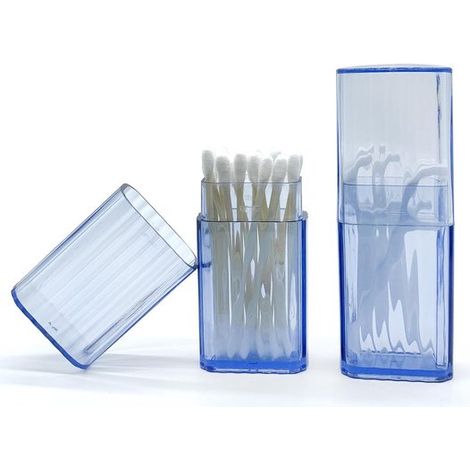 Scatola portaoggetti portatile e trasparente per bastoncini di cotone - 2 pezzi, compatta e antipolvere per cotone, stuzzicadenti e accessori per la pulizia (1/5)