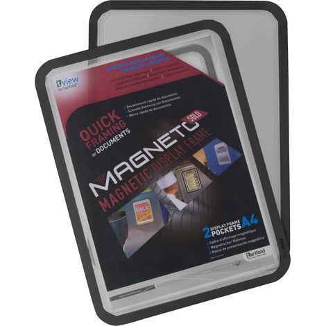 Marco porta anuncios tarifold magneto din a4 con 4 bandas magneticas en el dorso color negro pack de 2 unidades (1/3)