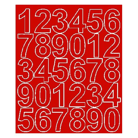 Numeri adesivi autoadesivi da 4,5 cm, colore rosso opaco.