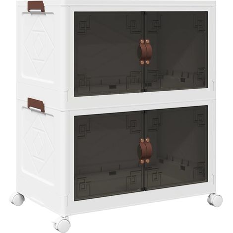 Boîte de rangement empilable avec roues à 2 niveaux 75 L