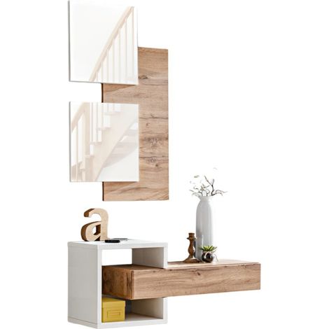 Mobile da ingresso TORTH 2 – Set completo – Colori quercia e bianco – Design moderno e pratico