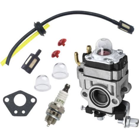 Carburateur pour débroussailleuse 52cc 43cc Carbu Kit avec joint, tuyau, bougie d'allumage et filtre à essence, Convient à une grande variété de tondeuses à gazon, débroussailleuses (1/4)