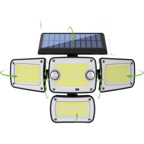 Lampe LED solaire d'extérieur haute luminosité étanche pour cour, routes, murs, jardin, éclairage de sécurité (A)