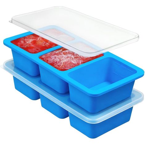 Gefrierform Silikon mit Deckel & Stahlrahmen, 2 Stück, 250ml, Blau