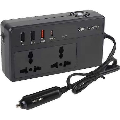 Convertisseur de tension pour voiture (12 V/24 V CC vers 220 V CA) avec adaptateur allume-cigare (1/5)