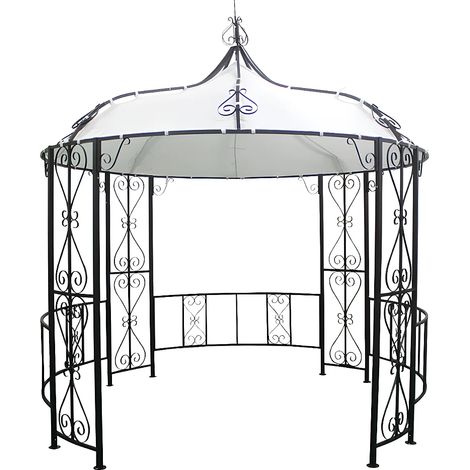 Kiosque de jardin en métal façon fer forgé D300 x H305 cm - Noir - TILCARA