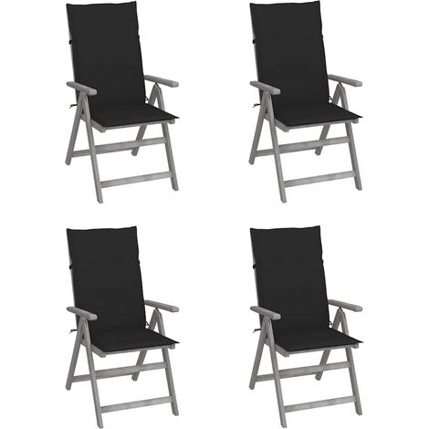 vidaXL Sillas reclinables jardín y cojines 4 uds madera maciza acacia (1/5)