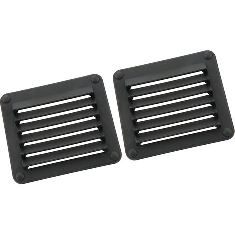 2 grilles d'aération rectangulaires noires, sortie d'air latérale pour ventilation, kit de 2 bouches d'aération (1/5)