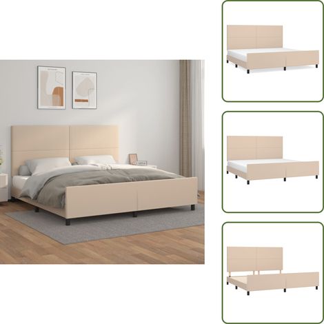 Bettgestell mit Kopfteil Cappuccino-Braun 200x200 cm Kunstleder - Bettgestell - Bettrahmen - Doppelbett - Kunstleder - Kapuzenbettwäsche (1/5)