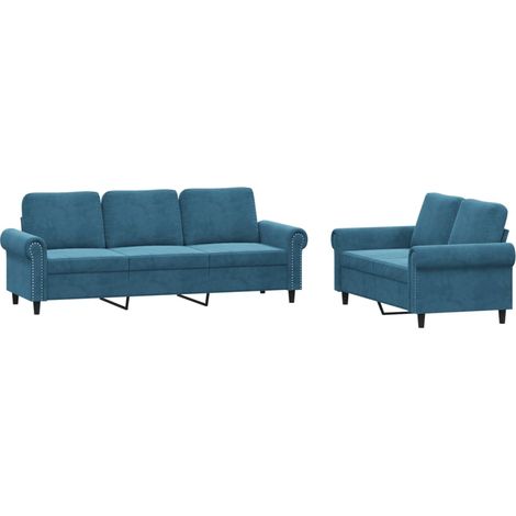 Maison Exclusive - Set di Divani 2 pz con Cuscini Blu in Velluto