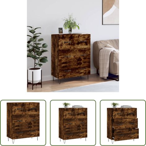 vidaXL Holzkommode - Sideboard Räuchereiche 69,5x34x90 cm Holzwerkstoff (1/5)