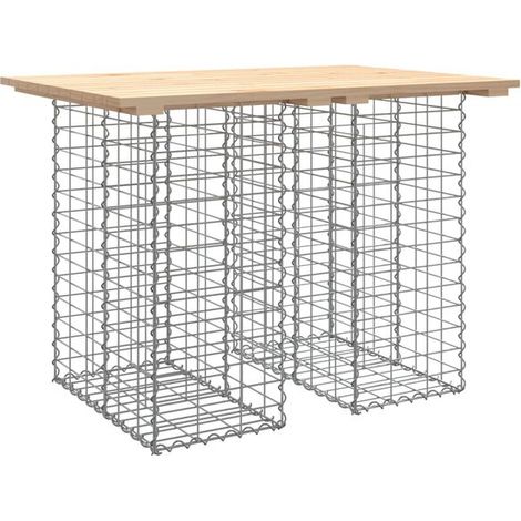 Table de jardin en maille gabion, mesurant 100x70x72 cm, en pin massif. (1/5)