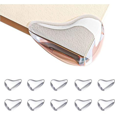 Table Corner Protectors, 10 Pieces Transparent Baby Table Corner Protectors with Reinforced Adhesive for Tables and Furniture Corners