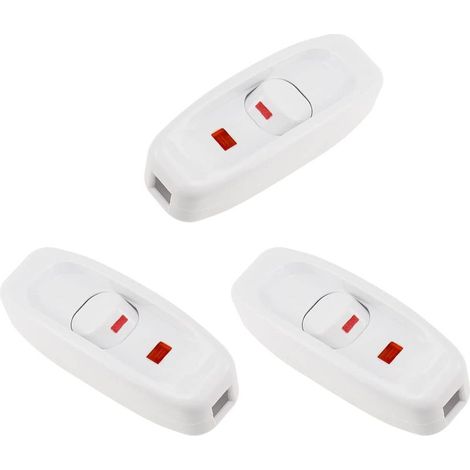 Interrupteur intermédiaire 250 V CA 10 A pour lampe de bureau avec témoin lumineux marche/arrêt. Interrupteur de cordon pour lampe de table (lot de 3).